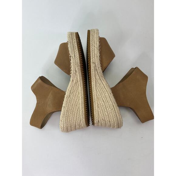Eileen Fisher Leather Wedge Espadrille Sandals Strap Closure Size 8.5 - Picture 6 of 7